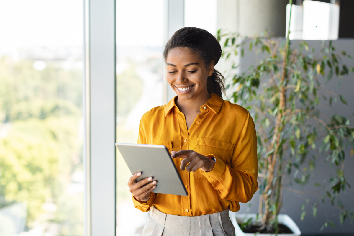 woman using tablet